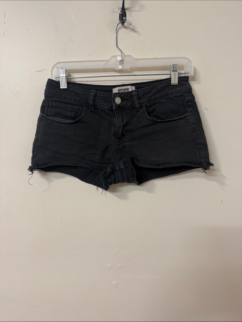 PINK Victoria's Secret Black Denim Cutoff Low-Rise Shorts 2015